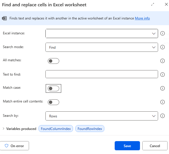 Find and replace cells in Excel worksheet