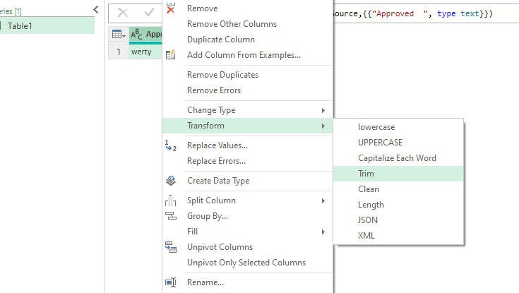 Remove spaces from last in excel